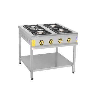 Sönmez Endüstriyel İnoxmaster Taban Raflı Ocak Dörtlü 80x80 Gazlı/Lpg