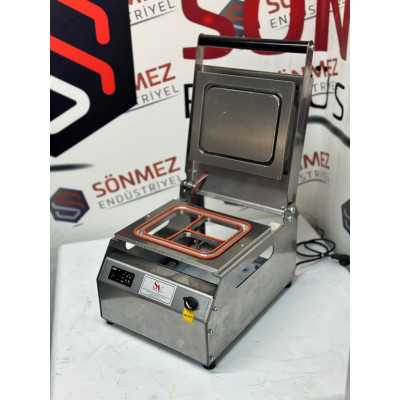 Sönmez Vakum 3 Bölmeli Paslanmaz Manuel Kase Kapatma Makinesi