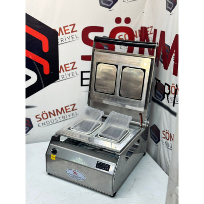 Sönmez Vakum 190*144 Çiftli Tabak Kapatma Makinesi Kase Kapatma Makinası