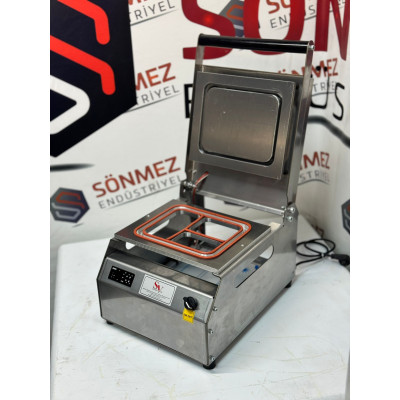 Sönmez Vakum 3 Bölmeli Paslanmaz Manuel Kase Kapatma Makinesi