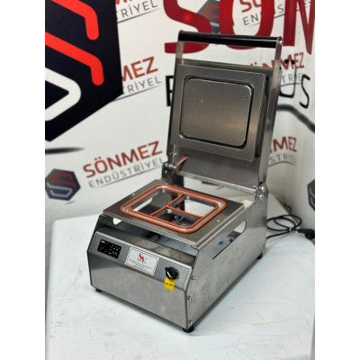 Sönmez Vakum 3 Bölmeli Paslanmaz Manuel Kase Kapatma Makinesi