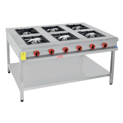 Himaksan Gazlı ve Lpg'li 6'lı Taban Raflı Paslanmaz Ocak 150x100x85 Cm