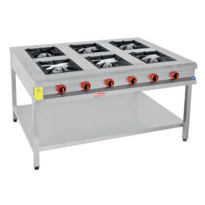 Himaksan Gazlı ve Lpg'li 6'lı Taban Raflı Paslanmaz Ocak 150x100x85 Cm