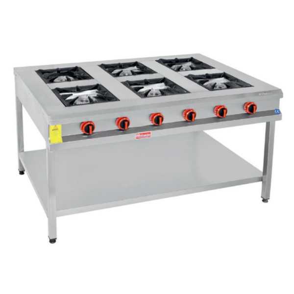Himaksan Gazlı ve Lpg'li 6'lı Taban Raflı Paslanmaz Ocak 150x100x85 Cm