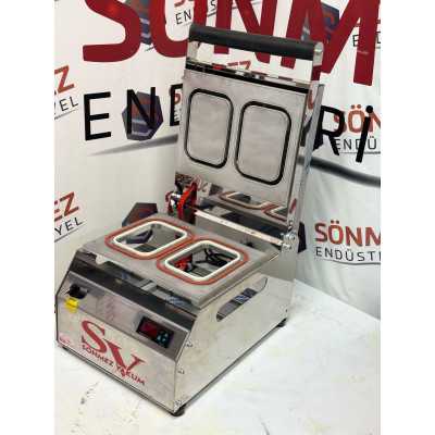 Sönmez Vakum Ft54 Çiftli Tabak Kapatma Makinesi Tabak Yapıştırma Makinesi